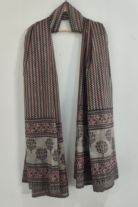 Pink Printed Cotton Dupatta