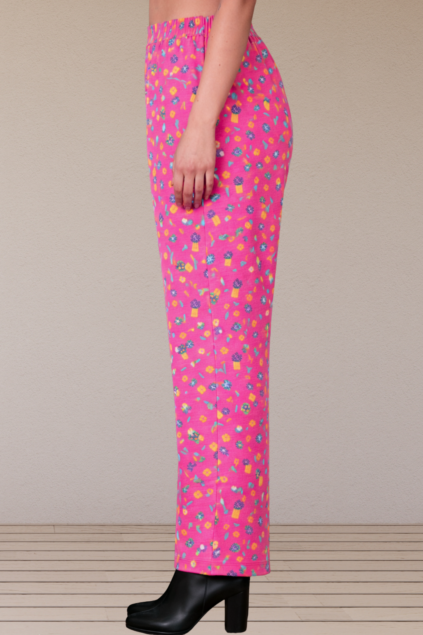 Pink Printed Lycra Pant