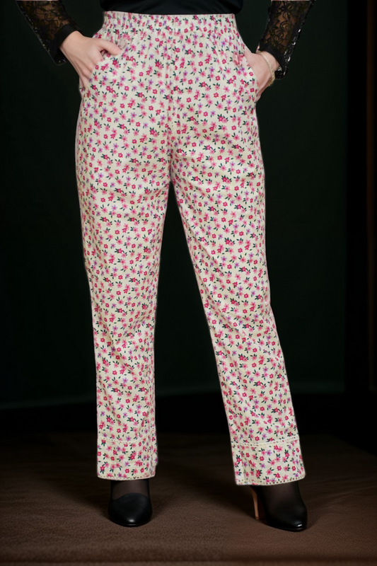 Pink Bloomy Cotton Pants