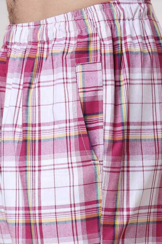 Pink Checked Cotton Pant Pajama