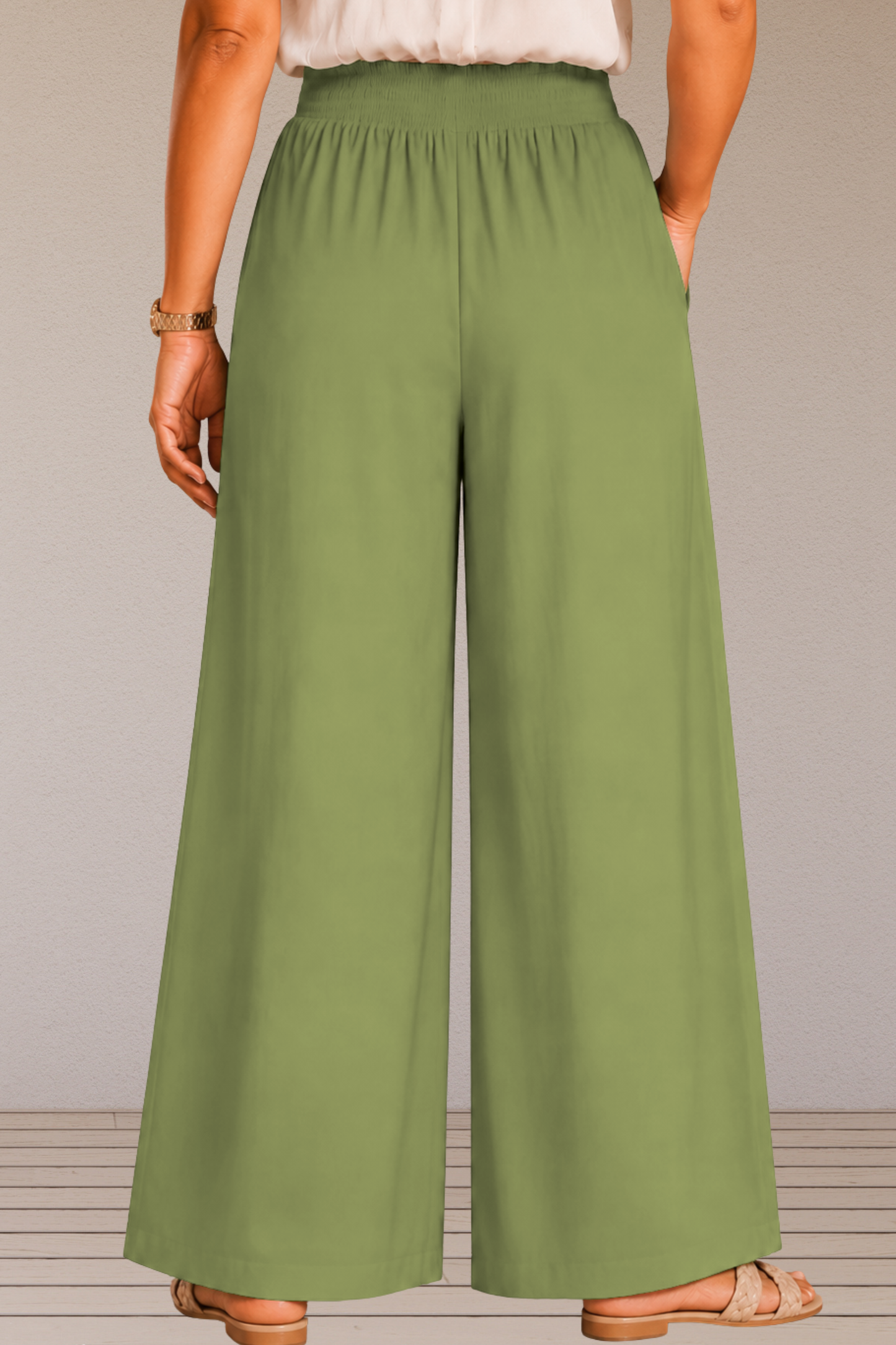Pista Green Flared Palazzo Pant