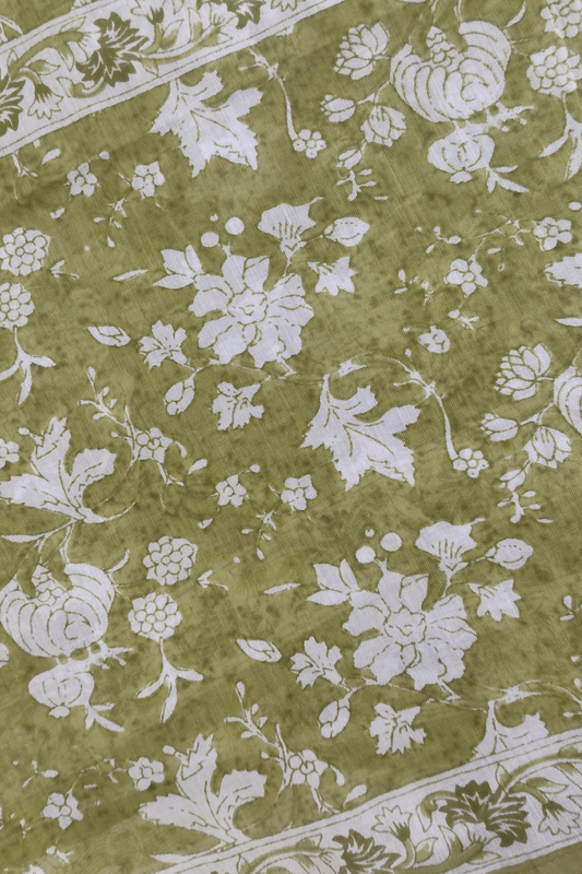 Pista Green Floral Cotton Dupatta