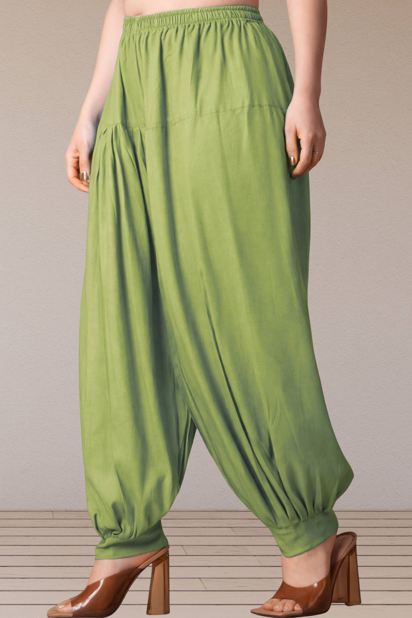 Pista Green Rayon Afghani Salwar