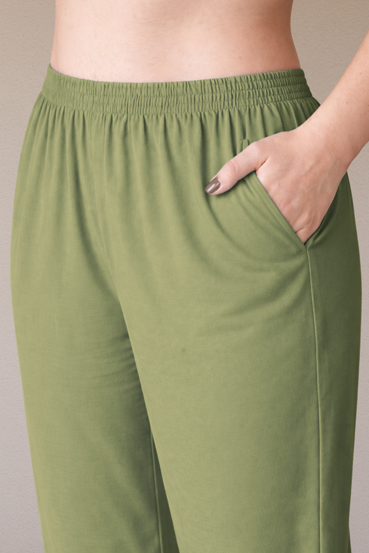 Pista Green Rayon Kurti Pant