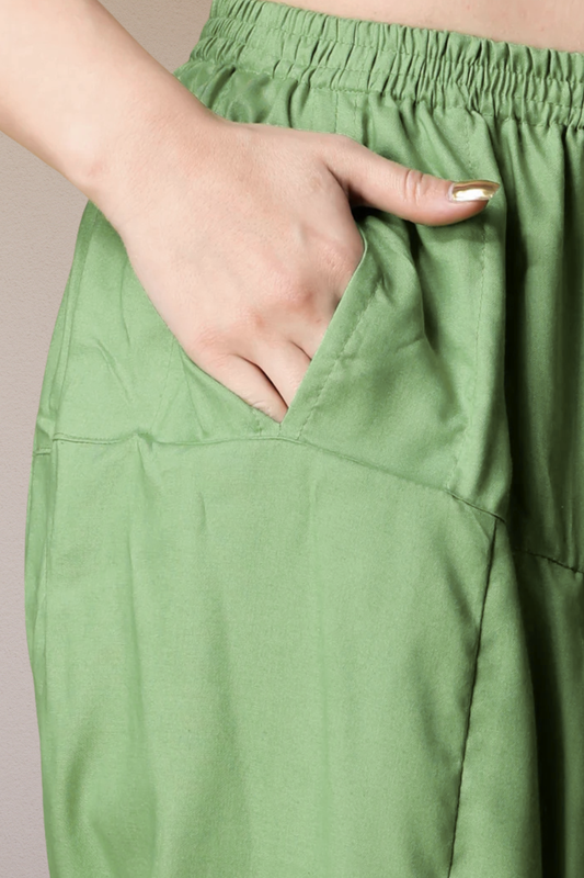 Pista Green Rayon Pleated Salwar
