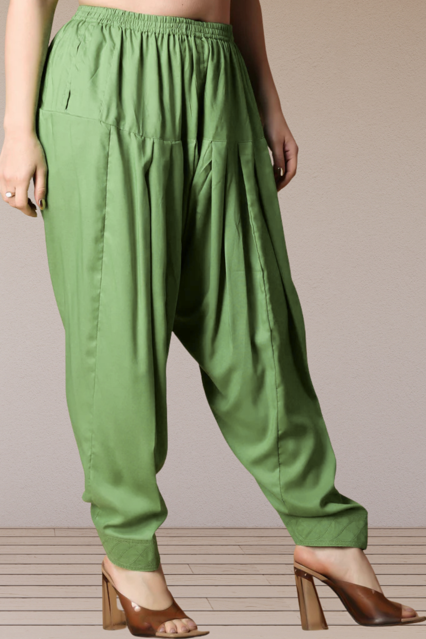 Pista Green Rayon Pleated Salwar