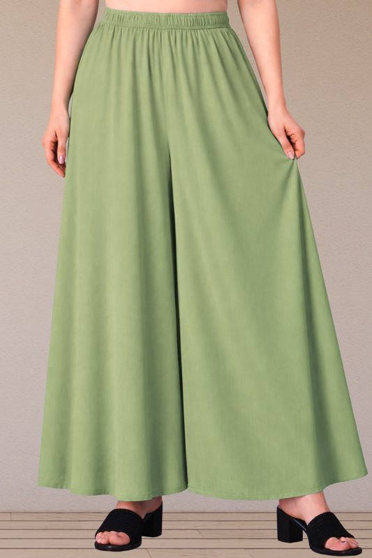 Pista Green Rayon Skirt Palazzo