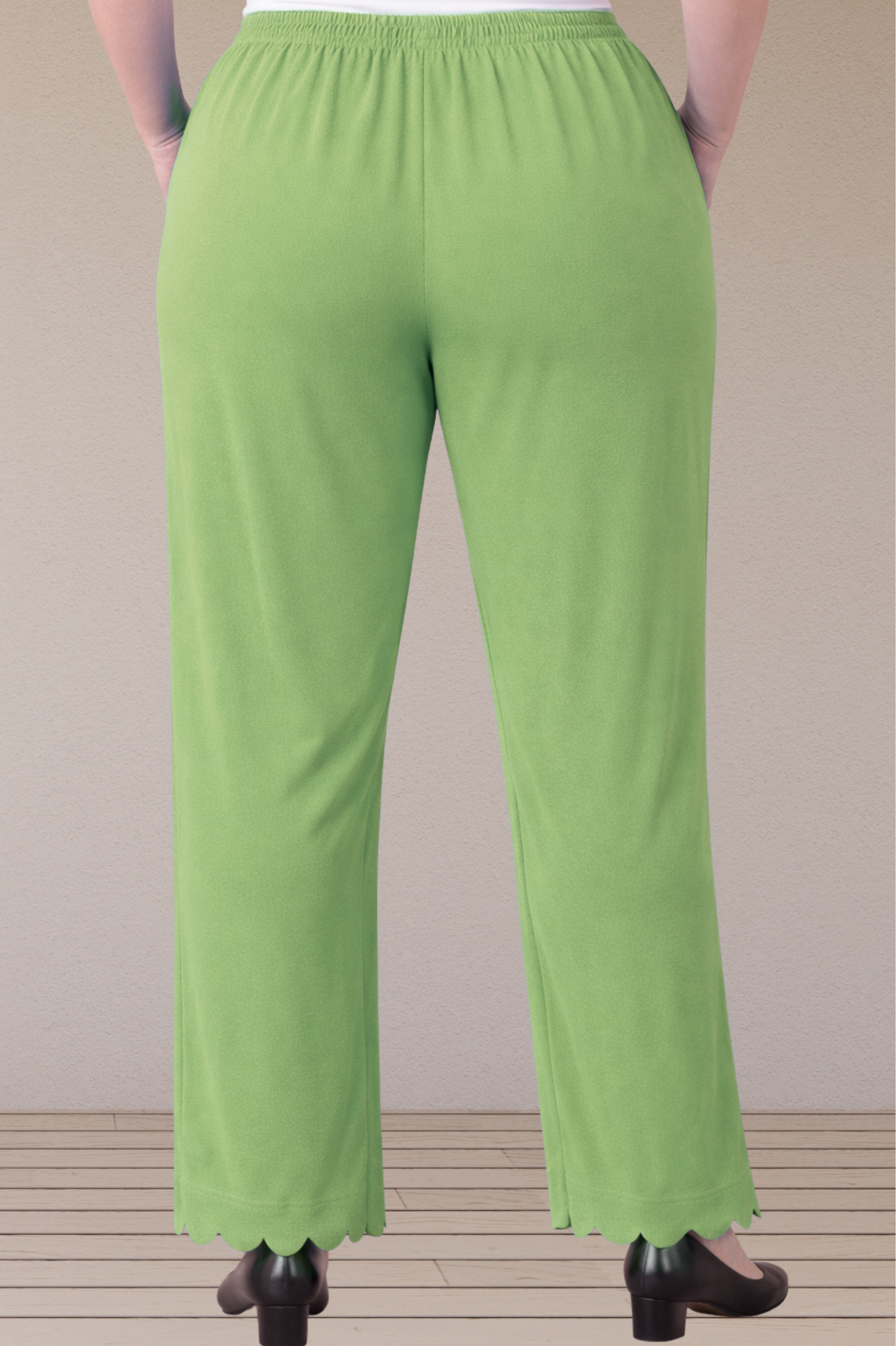 Pista Green Scallop Cut Palazzo