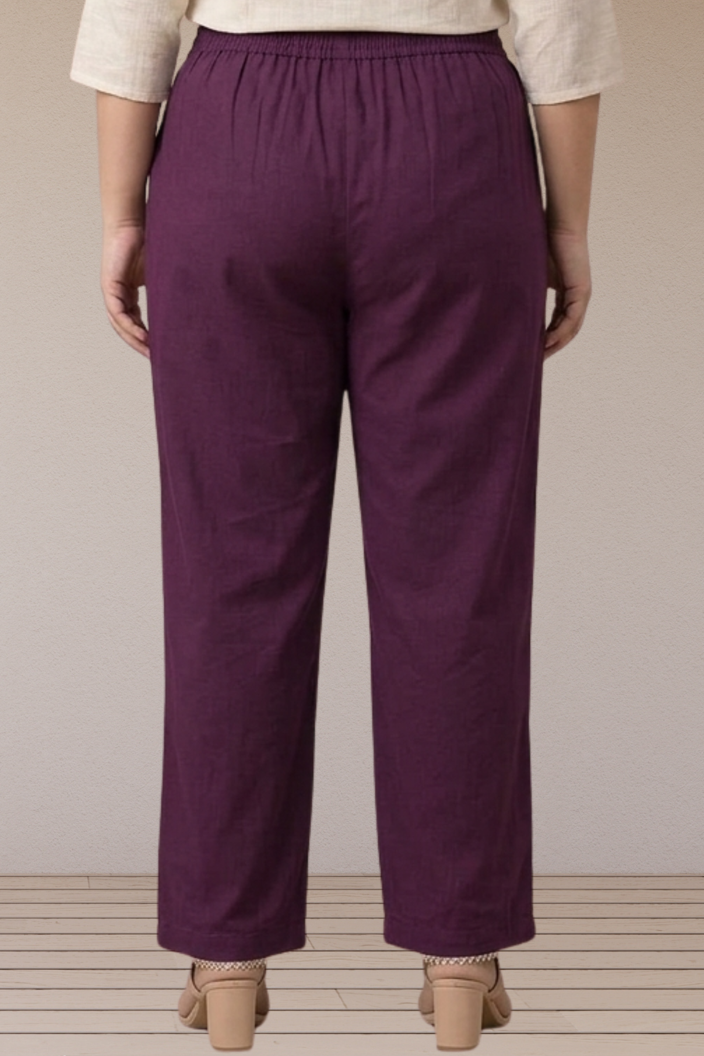 Plum Cotton Straight Pant