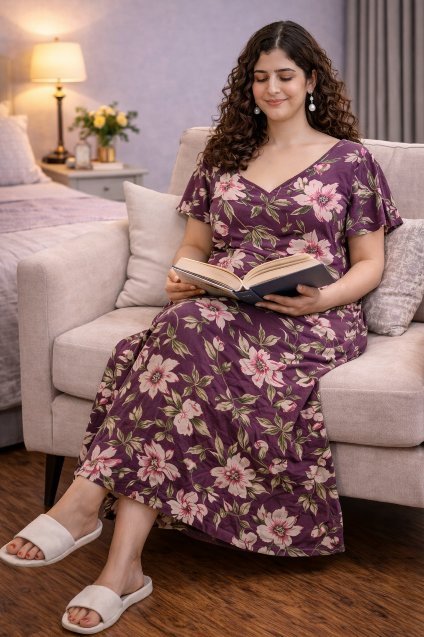 Plum Whisper Cotton Night Gown