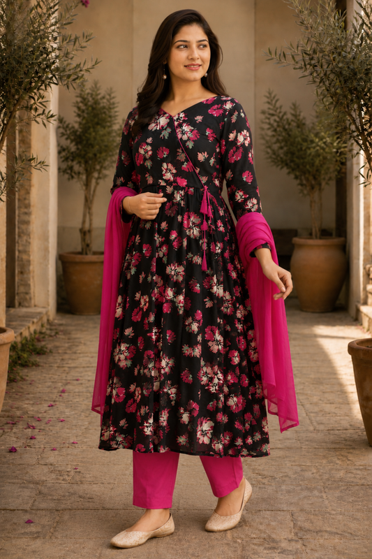 Gulabi Noor Floral Anarkali Set
