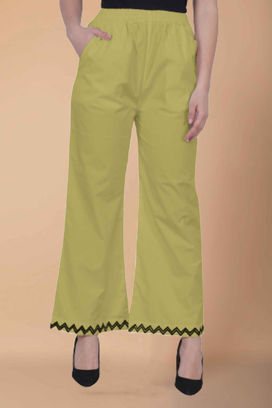 Golden Lemon Embellished Cotton Palazzo