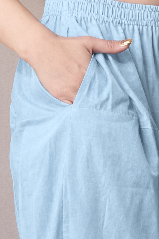 Powder Blue Cotton Afghani Salwar