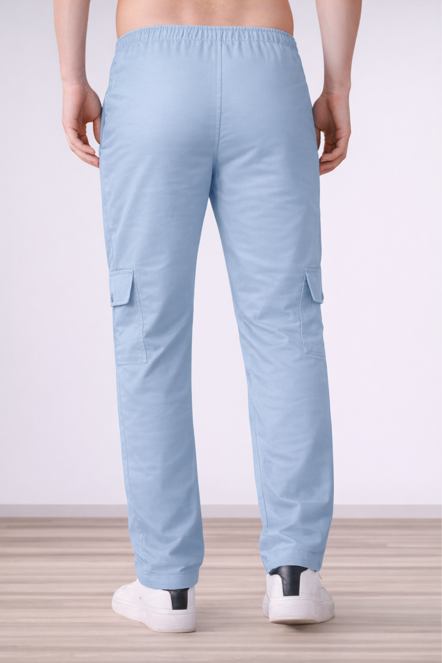 Powder Blue Cotton Cargo Pants
