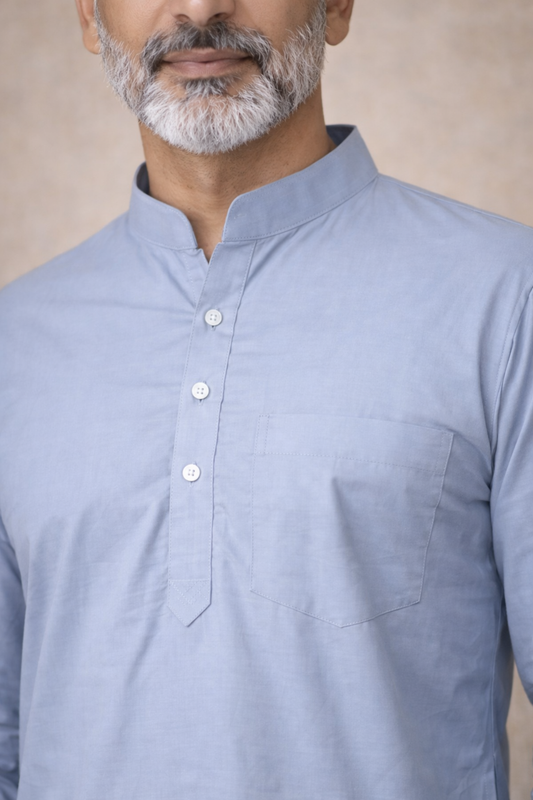 Powder Blue Cotton Kurta Pajama