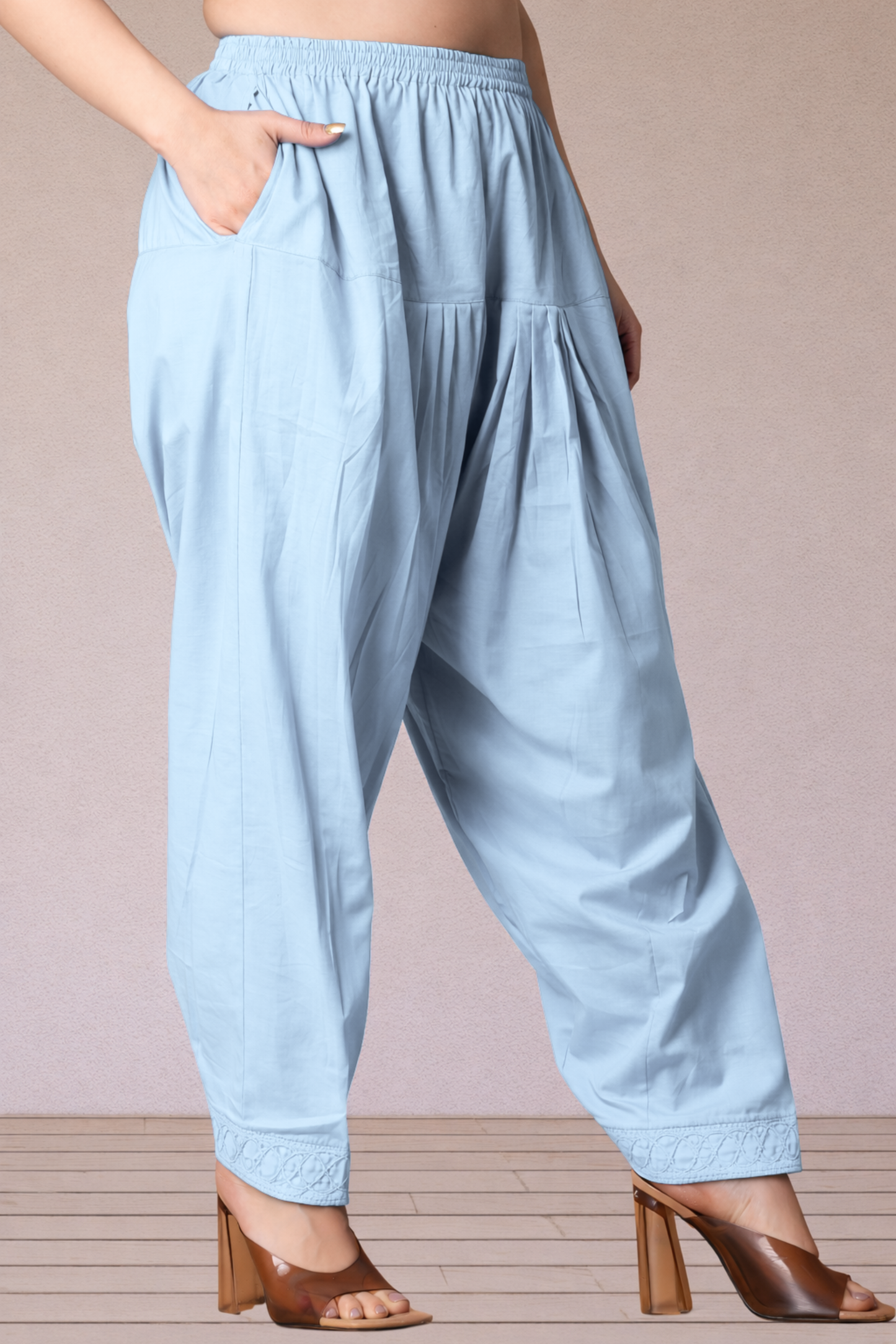 Powder Blue Cotton Straight Salwar
