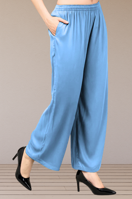 Powder Blue Flared Palazzo Pant