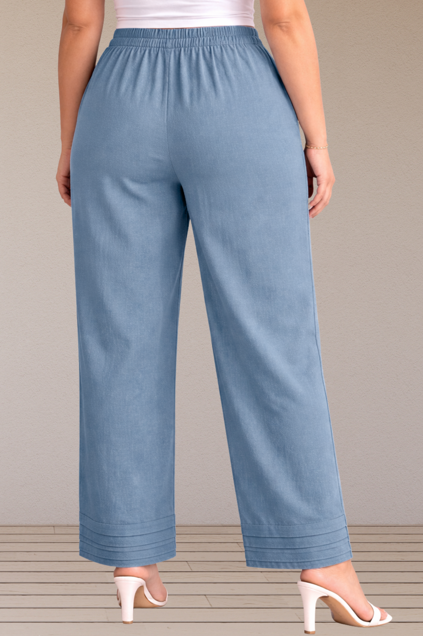 Powder Blue Pintuked Cotton Palazzo