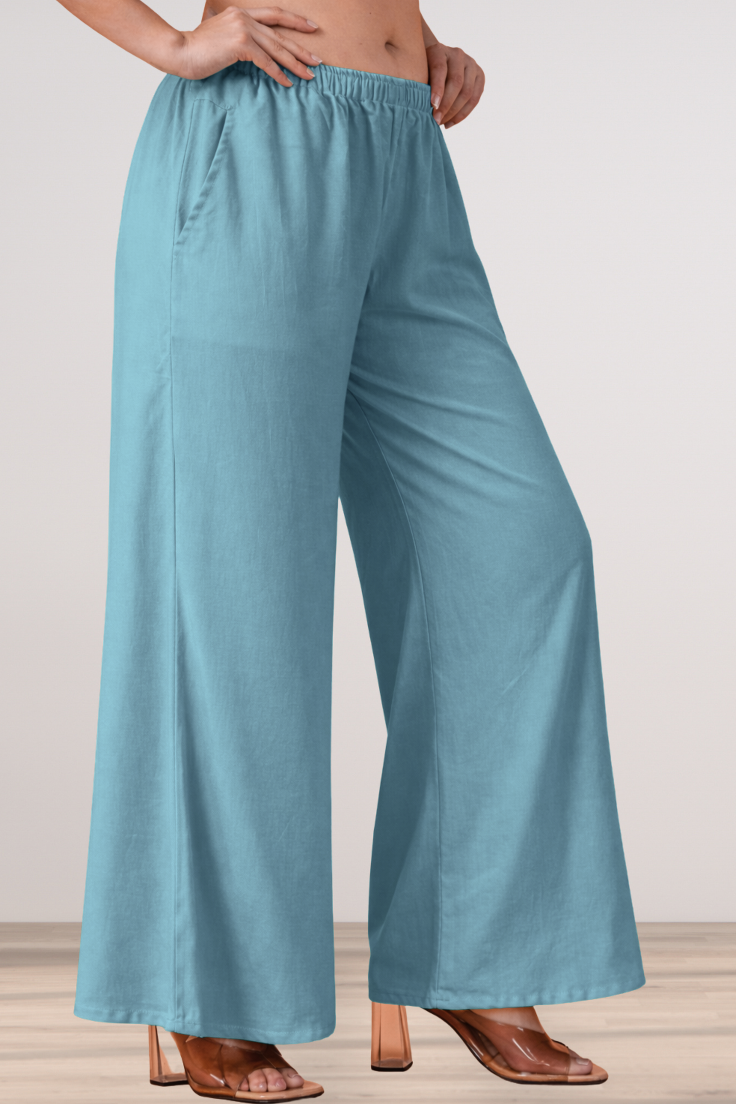 Powder Blue Rayon Loose Palazzo