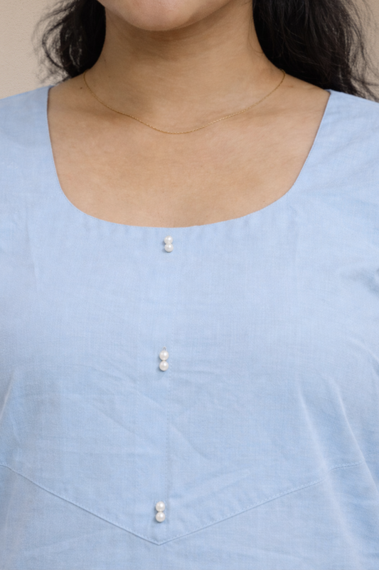 Powder Blue Straight Kurta