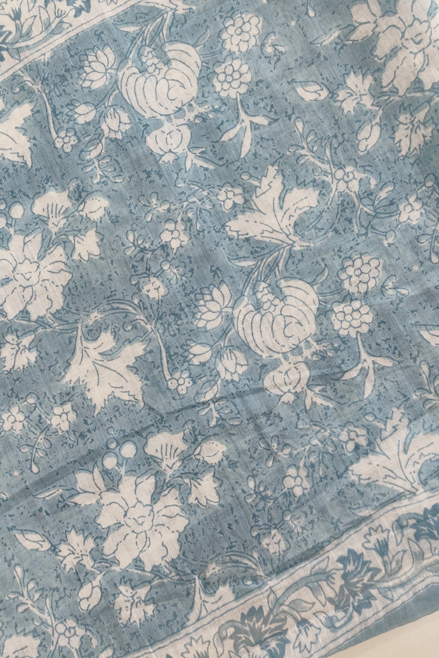 Powder Blue Floral Cotton Dupatta