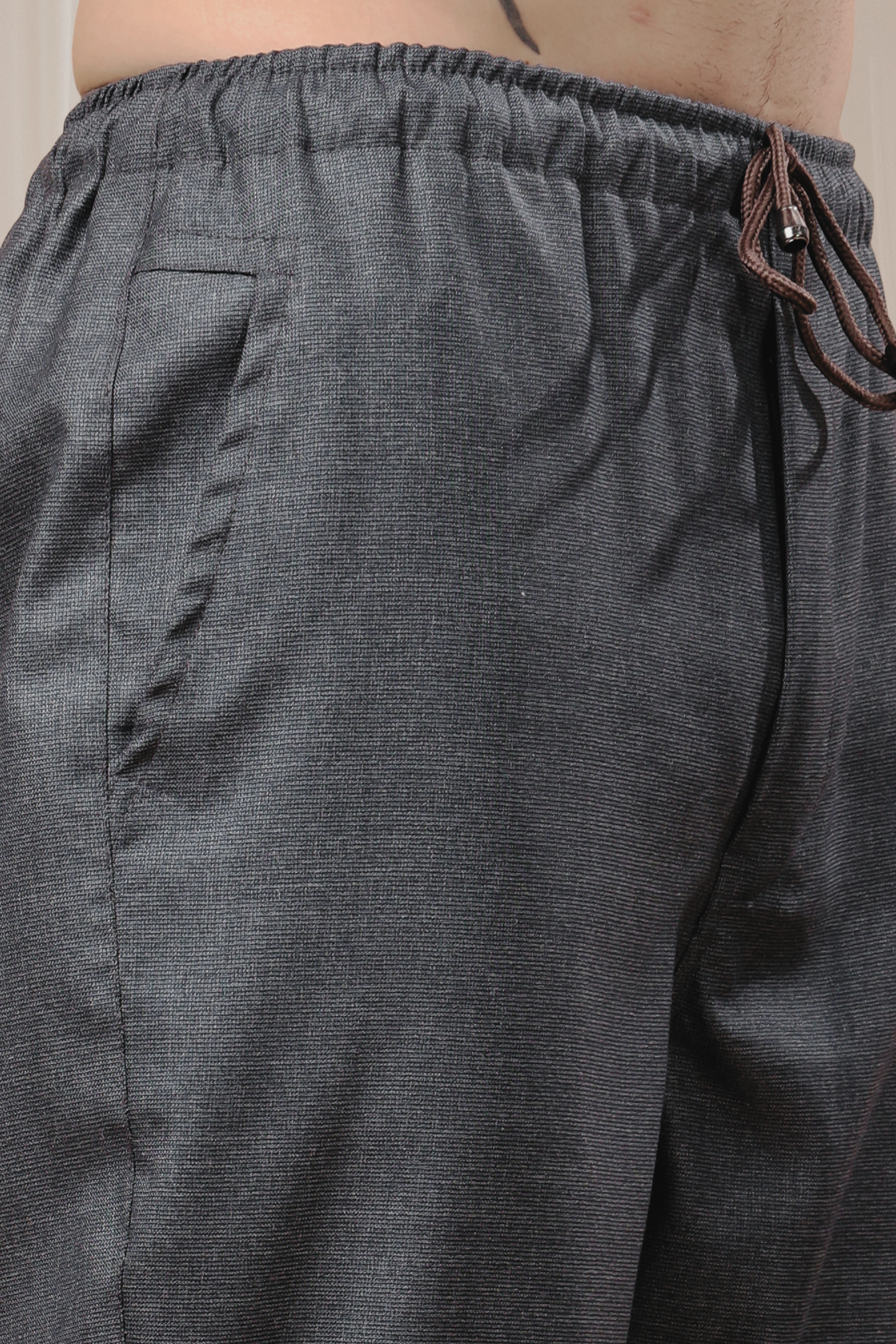 Black Textured Stretch Cargo