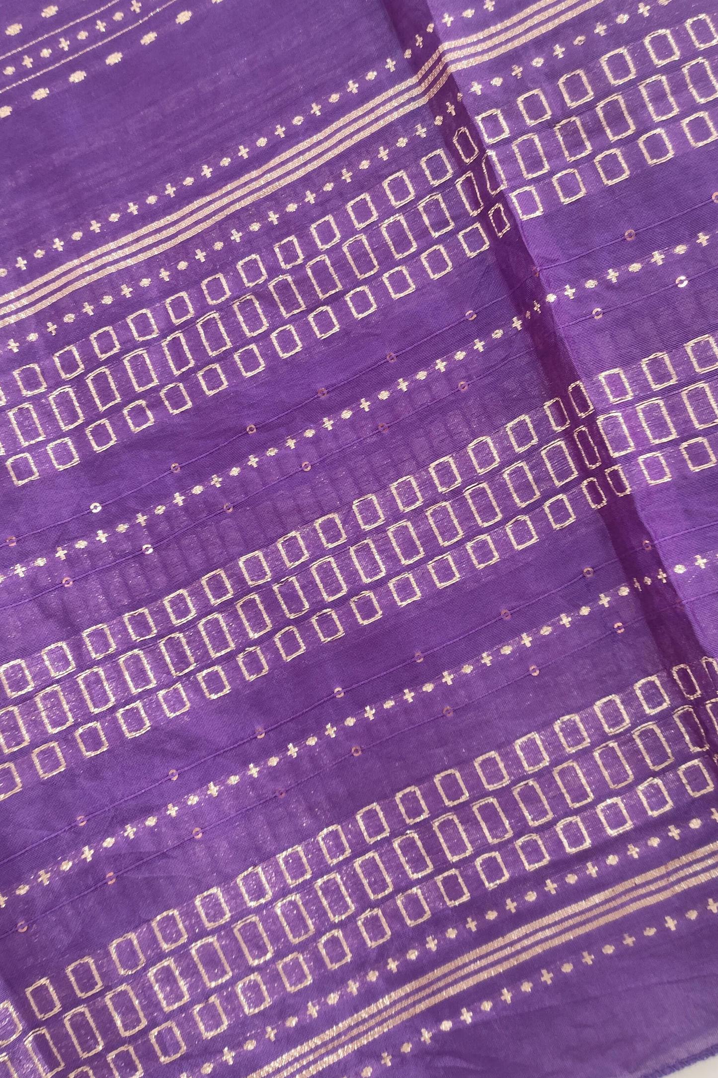 Purple Sequin Work Silk Dupatta