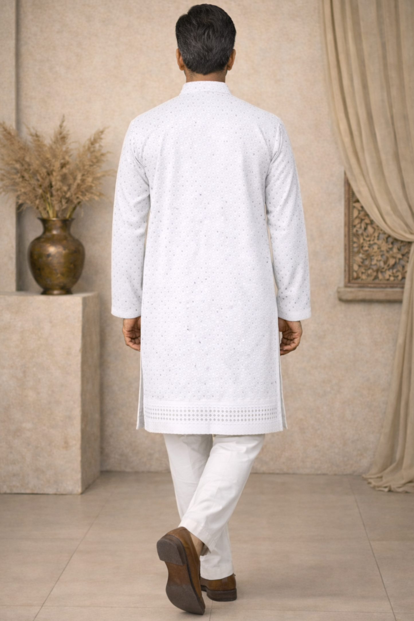 Radiant White Sequined Kurta
