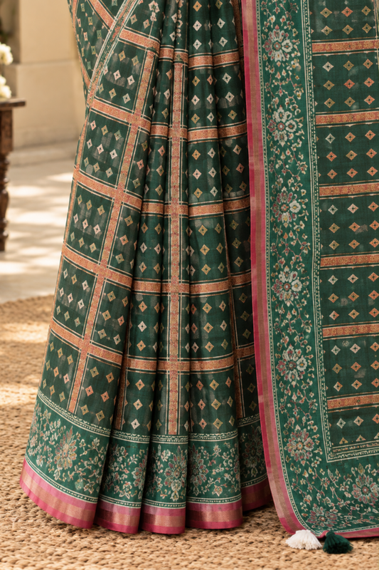 Ragini Printed Saree With 1.5 Mtr Blouse Piece