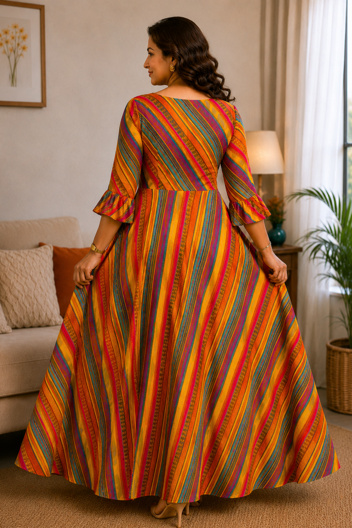 Rainbow Lane Foiled Rayon Dress With Pockets