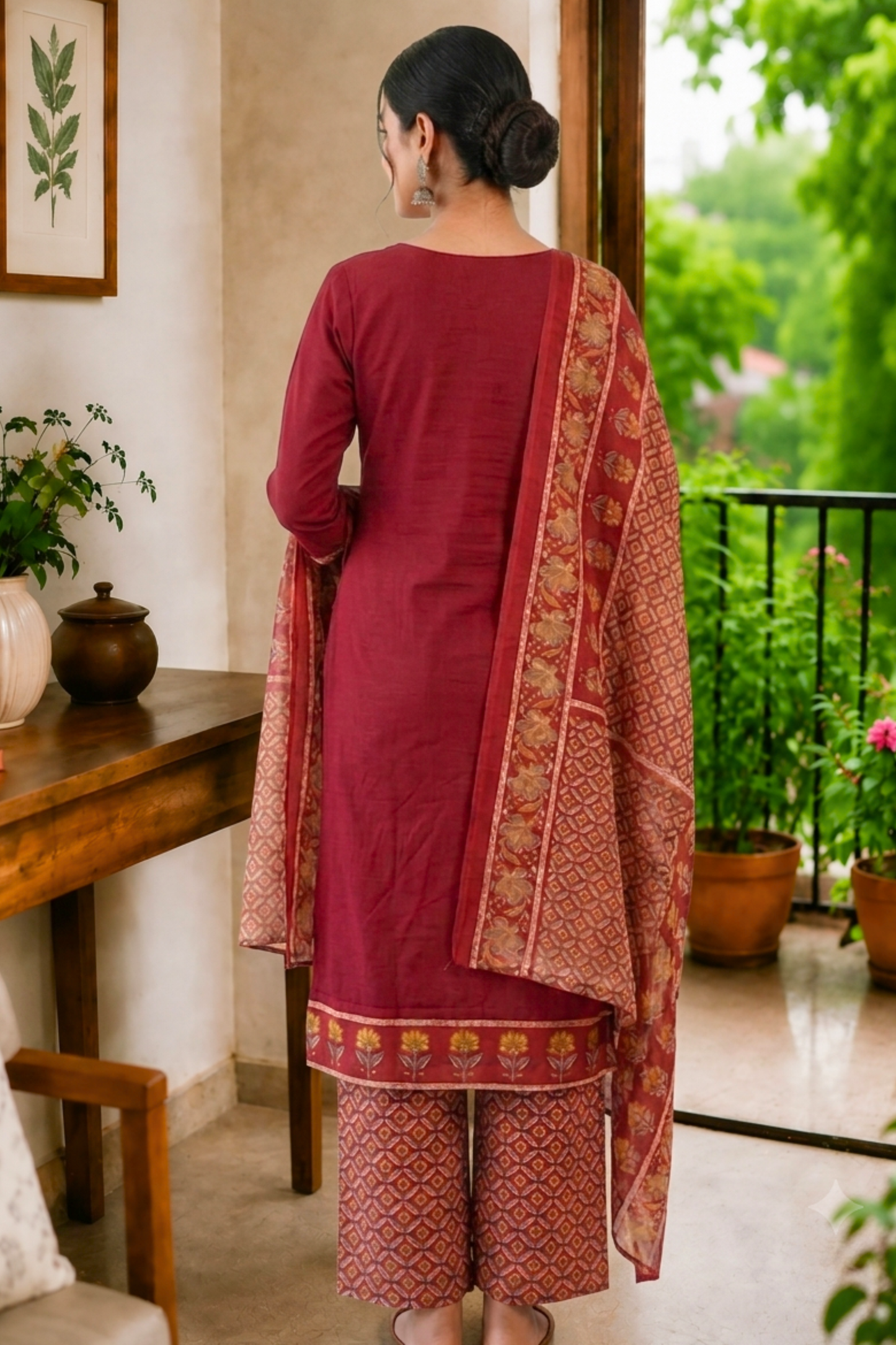 Maroon Gulbahar Cotton Suit Set