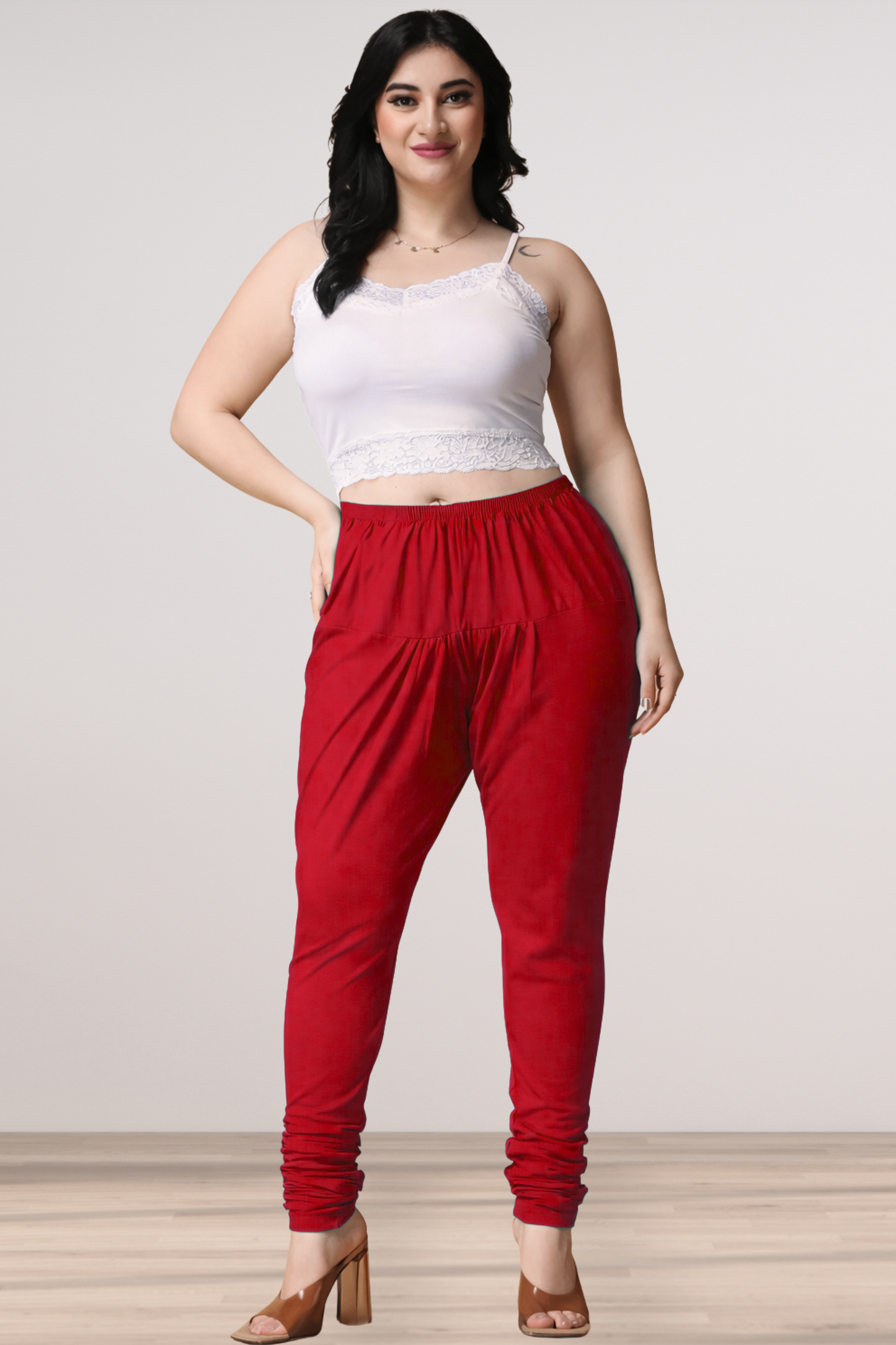 Red Cotton Churidar Pants