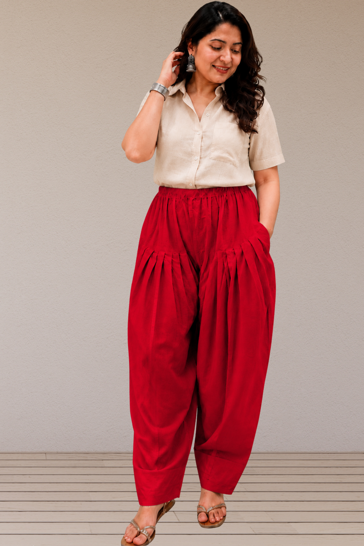 Red Cotton Farshi Salwar