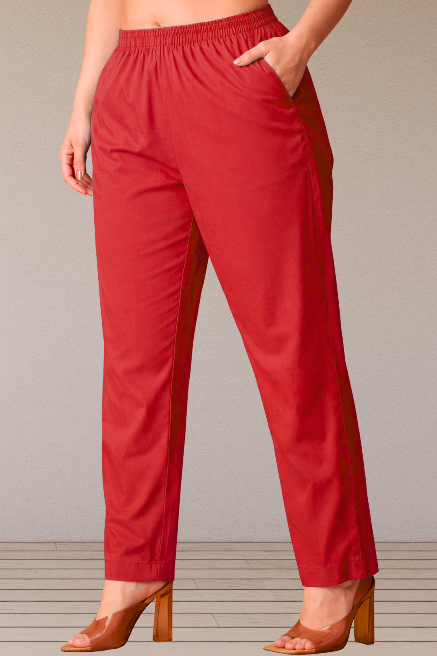 Red Poplin Cotton Pant
