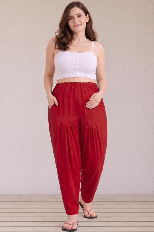 Red Easy Fit Cotton Maternity Salwar