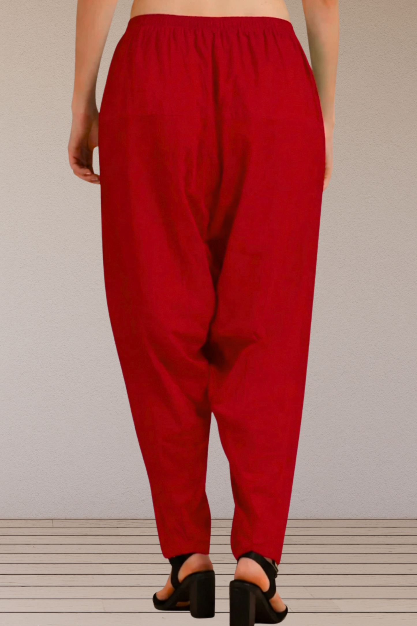 Red Easy Fit Cotton Salwar