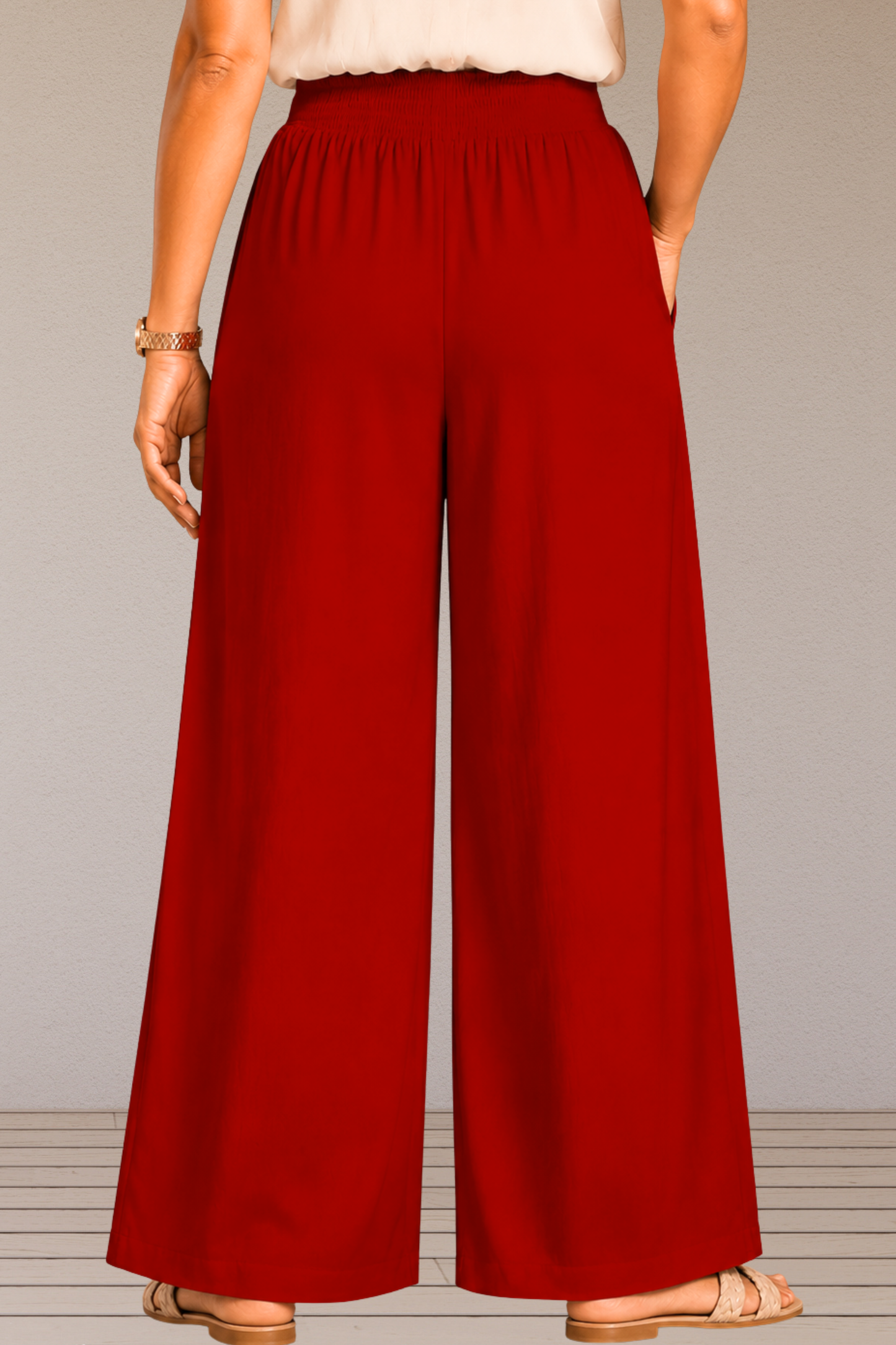 Red Flared Palazzo Pant