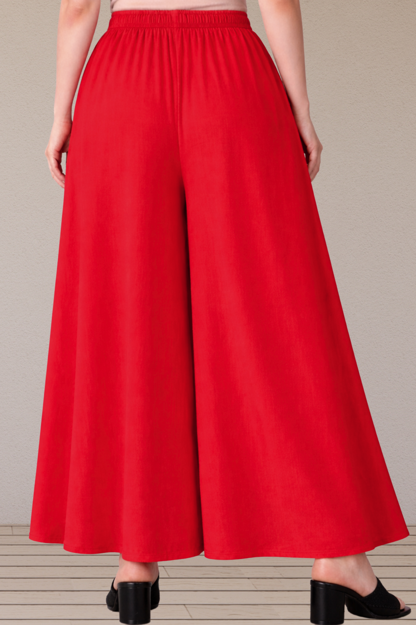 Red Rayon Skirt Palazzo