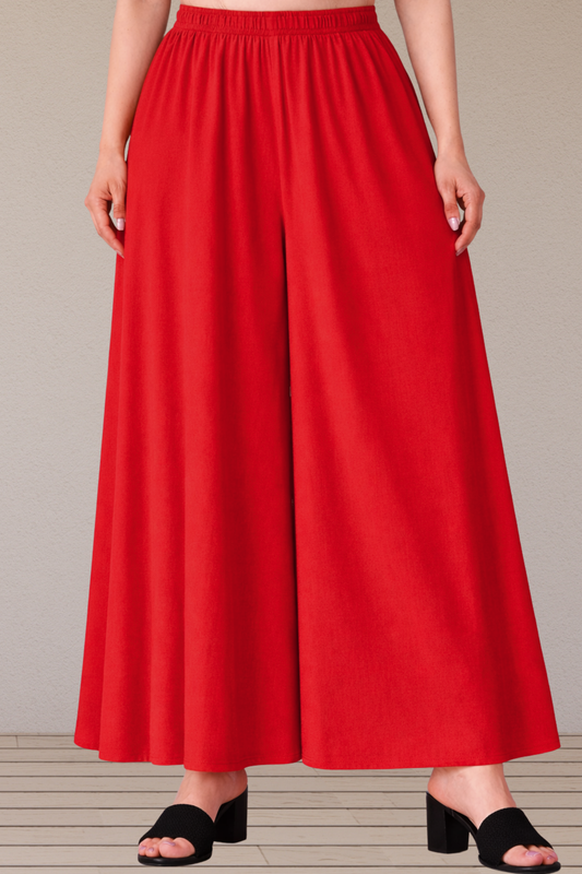 Red Rayon Skirt Palazzo