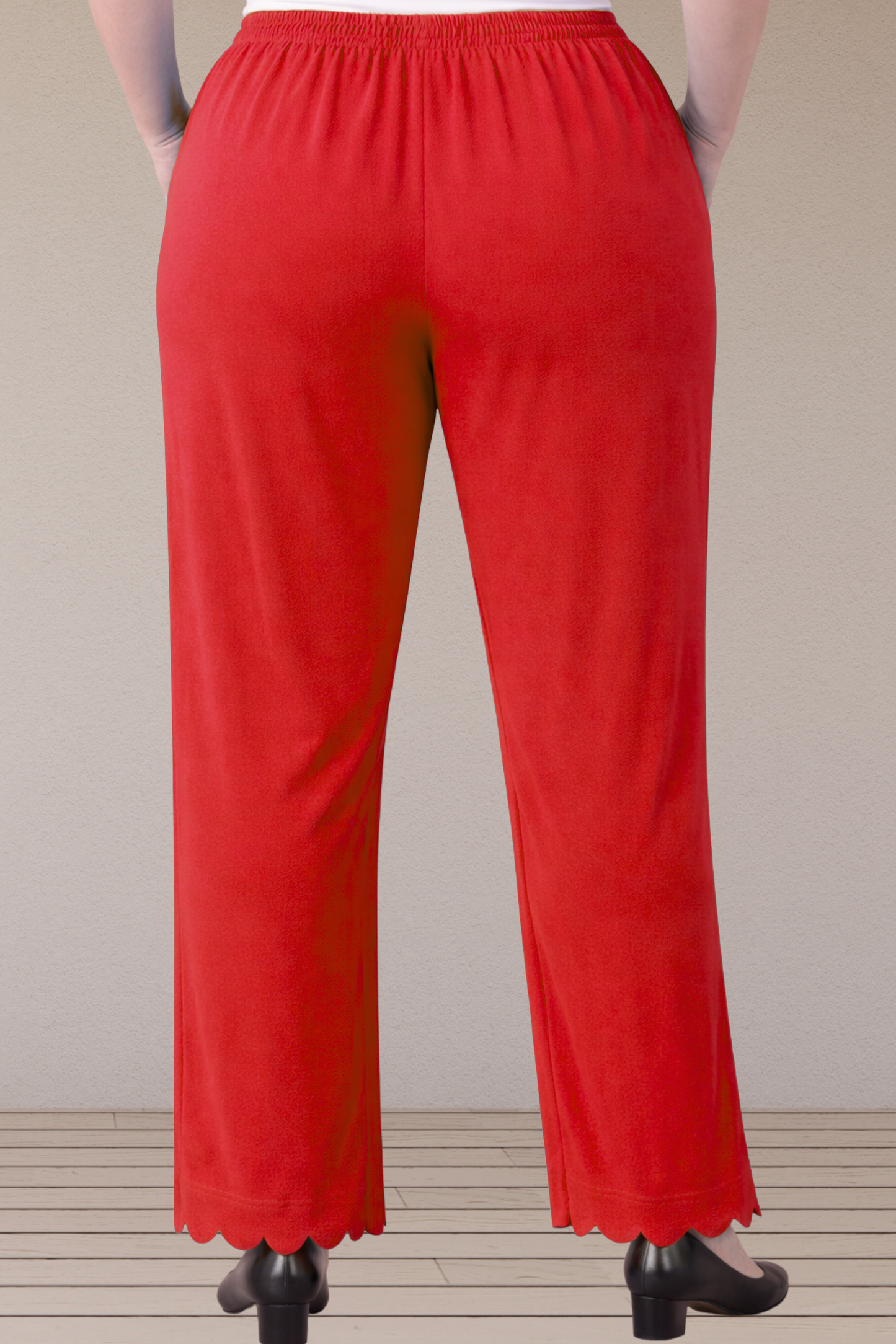 Red Scallop Cut Palazzo