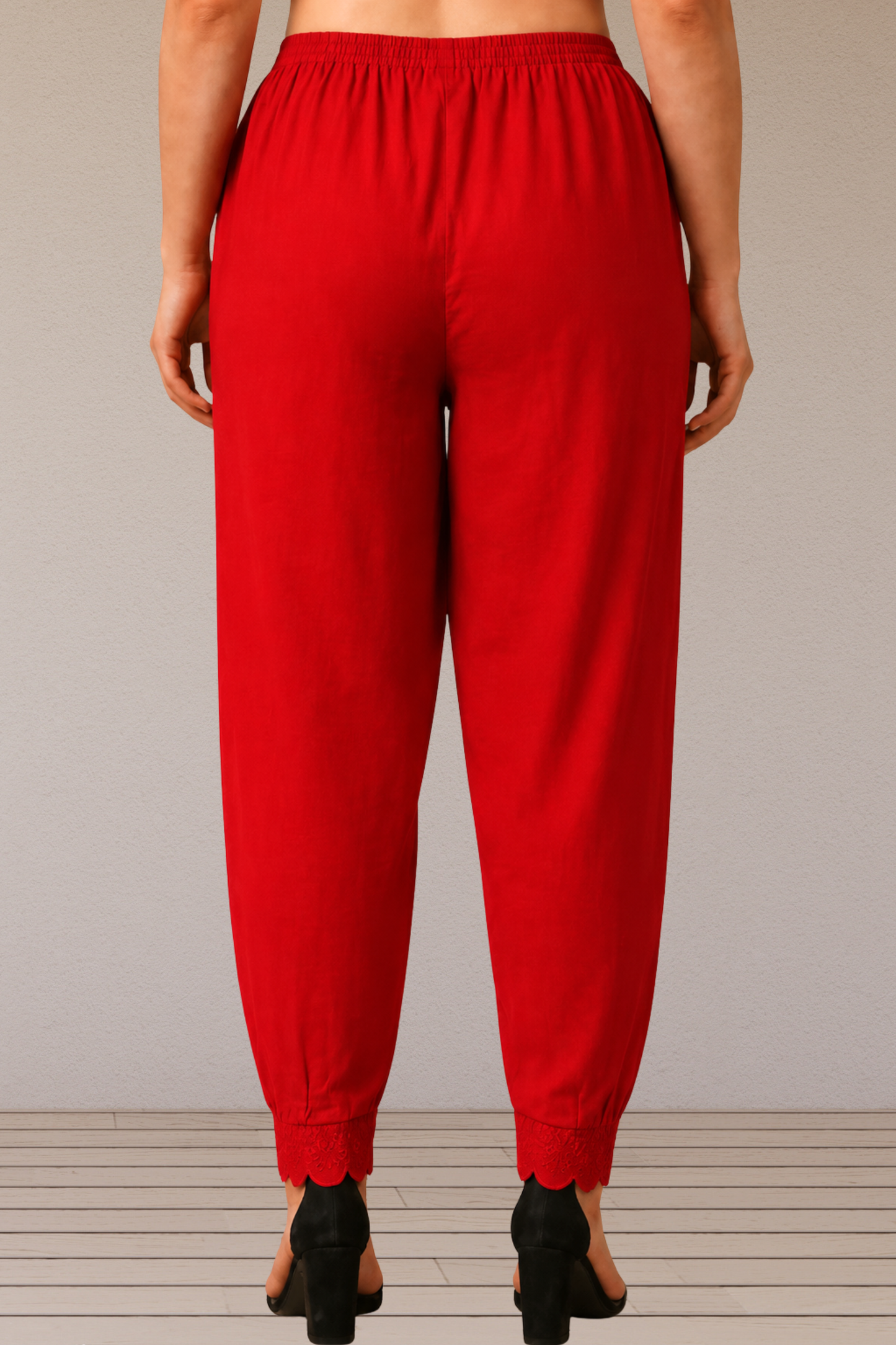 Red Scallop Cut Salwar