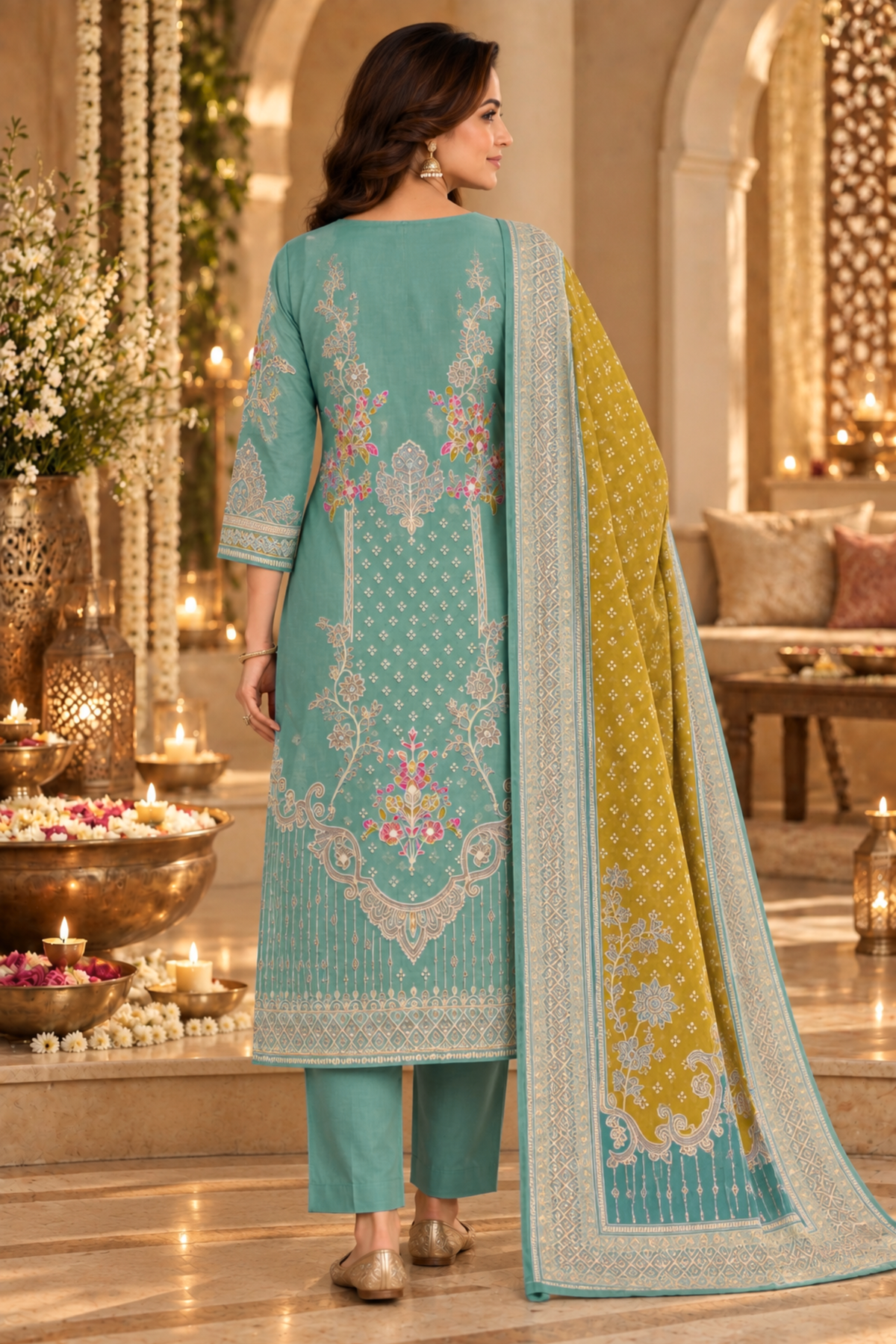 Rehaani Karachi Muslin Suit with Aari Work