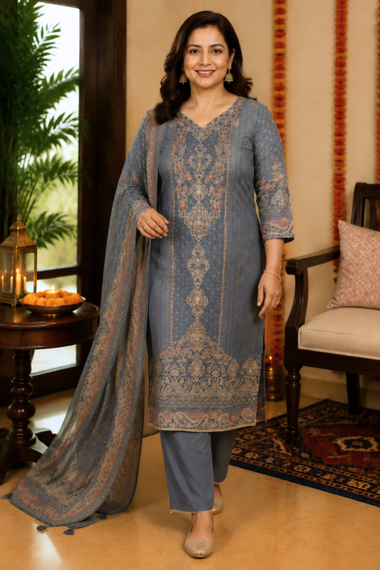 Rehaani Karachi Muslin Suit with Aari Work