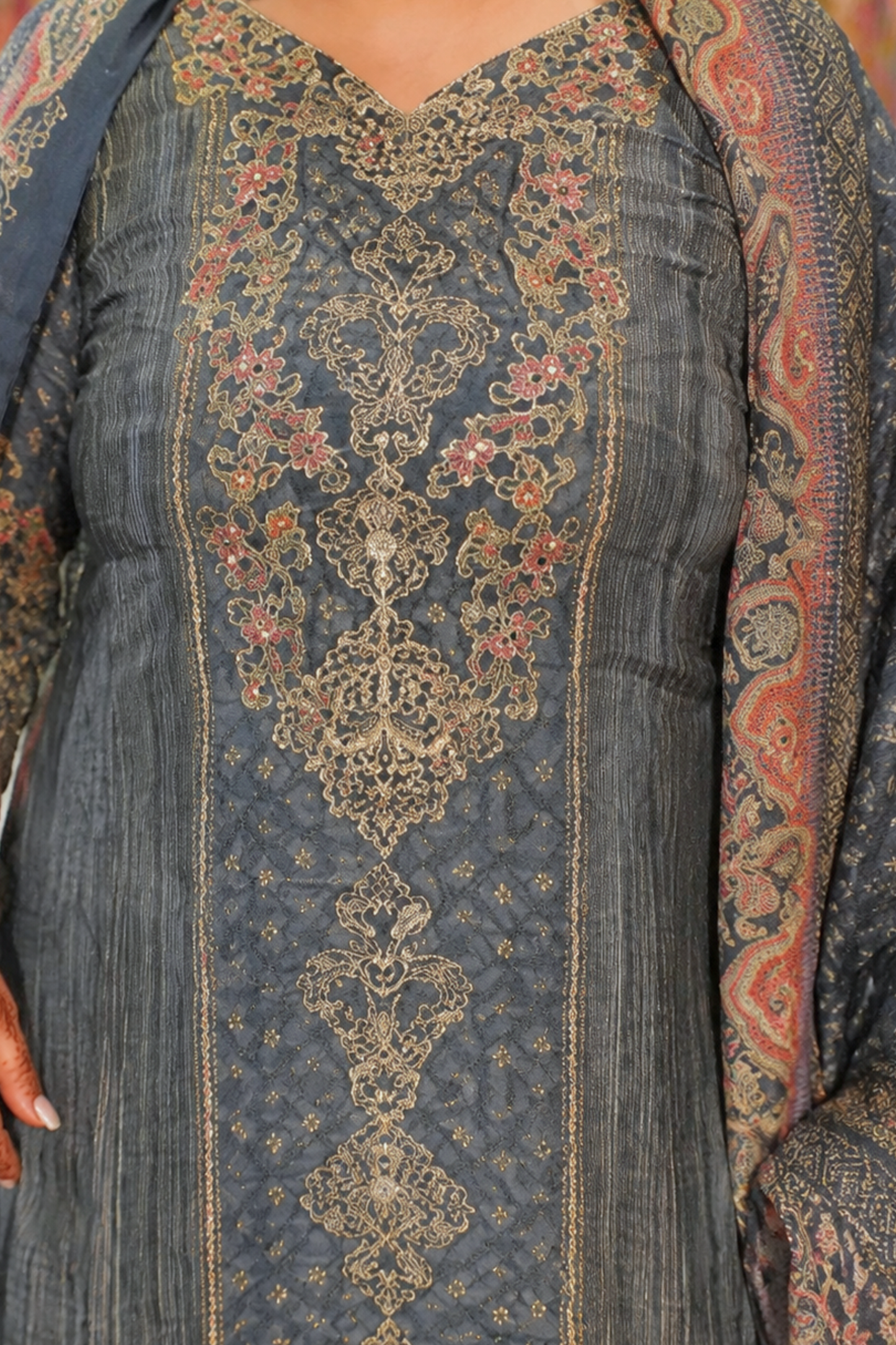 Rehaani Karachi Muslin Suit with Aari Work