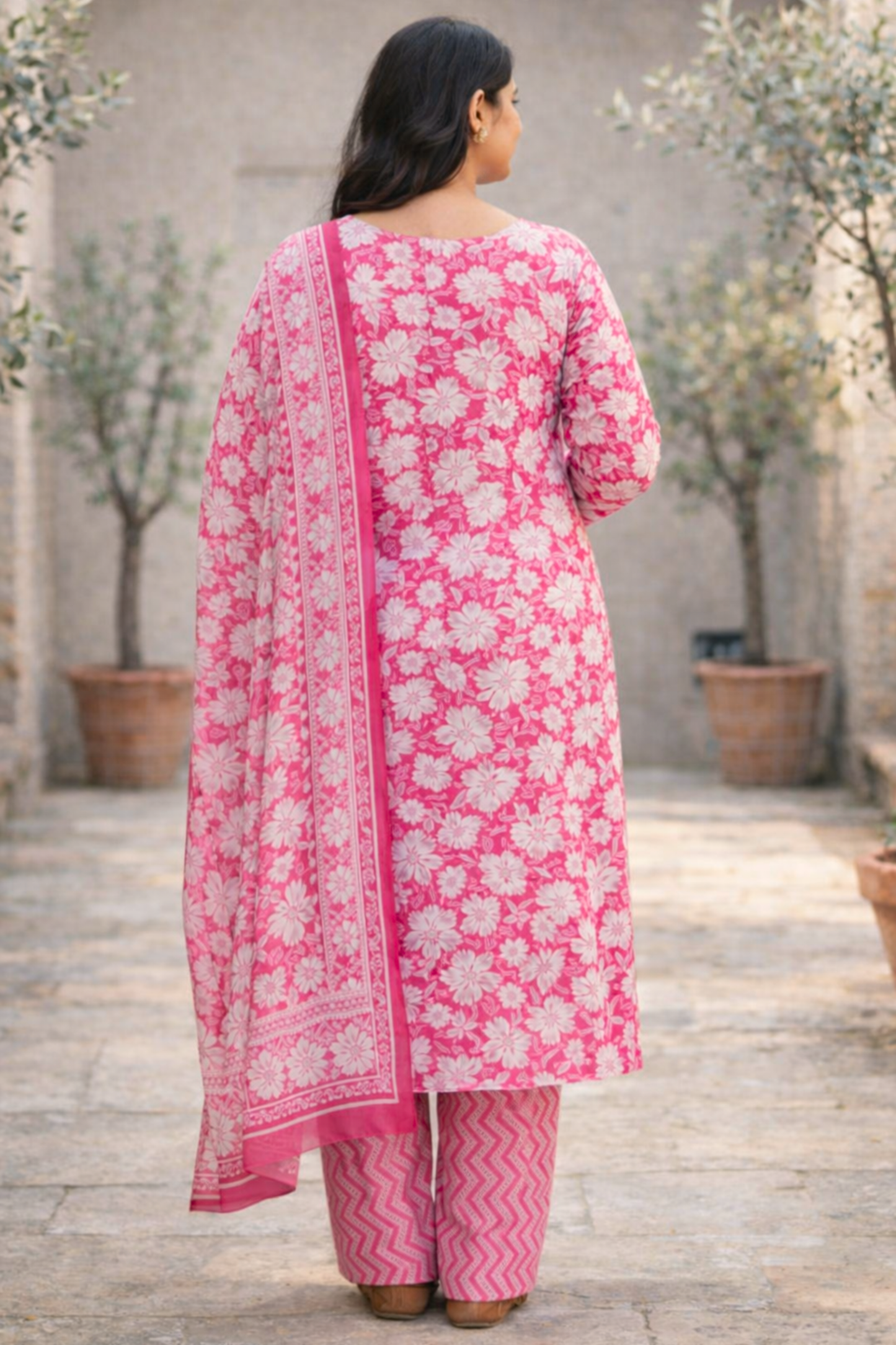 Rose Bloom Block Printed Cotton Suit Set