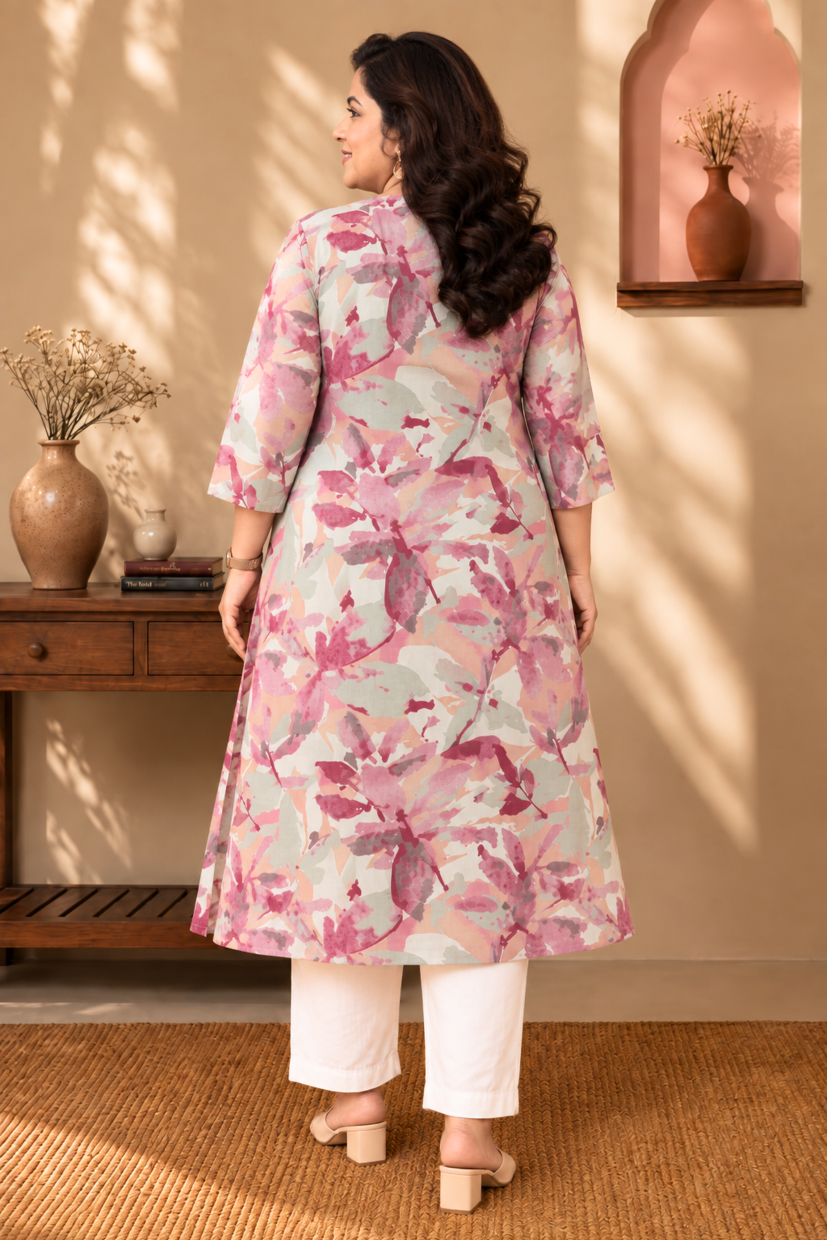Rose Mist Floral Printed Kurta