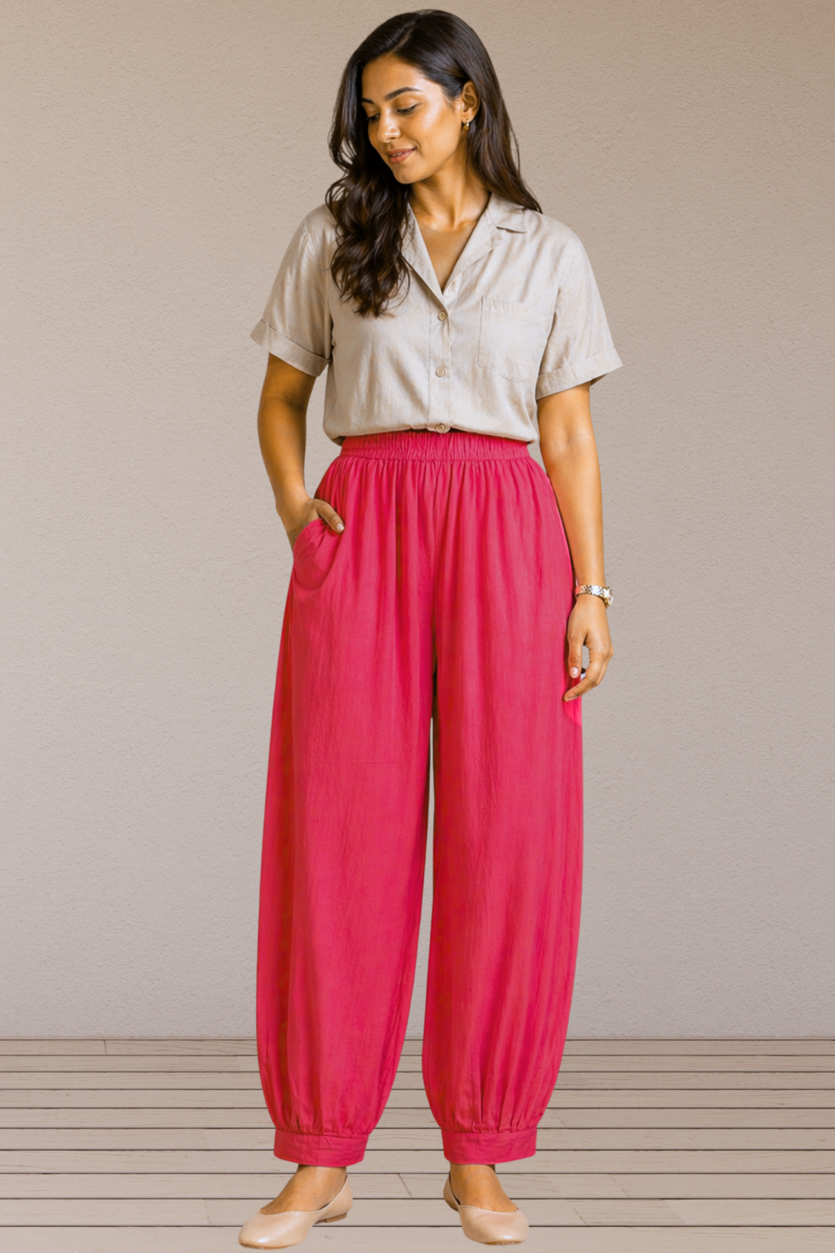 Rose Pink Cotton Afghani Pants