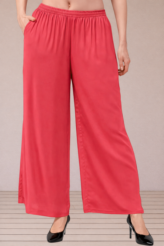 Rose Pink Flared Palazzo Pant