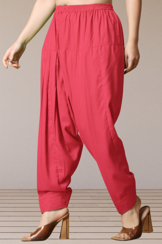 Rose Pink Pleated Rayon Salwar