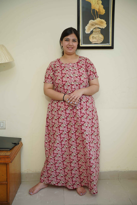 Rose Vine Cotton Night Gown
